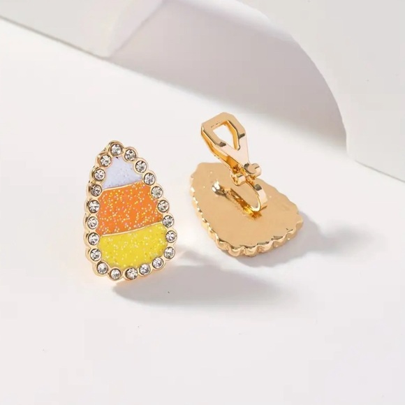 Clip on Candy Corn Earrings - Picture 1 of 2